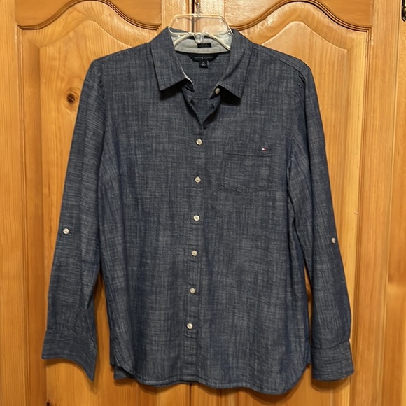Tommy Hilfiger Classic Fit Chambray Button Down Shirt L - Picture 2 of 5